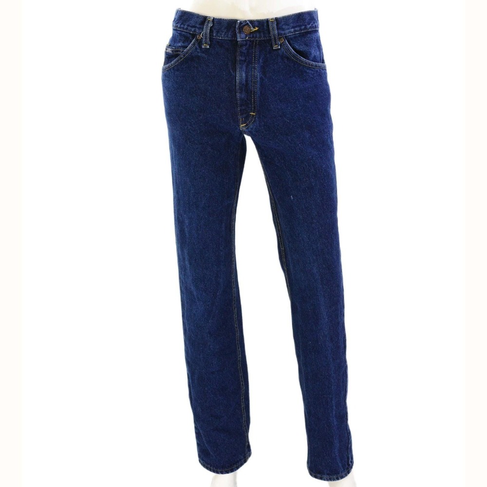 90s Vintage Lee Jeans 31x33 Dark Wash Blue Denim High Waist Straight Leg Grunge